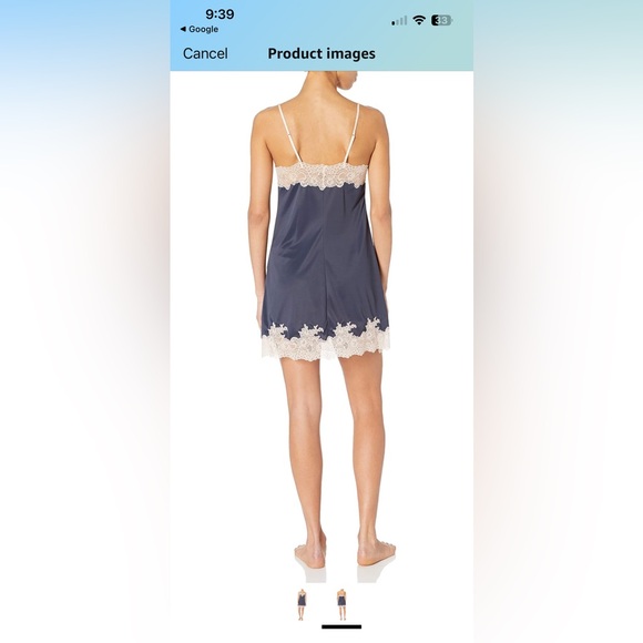 Natori Women's Enchant silky Slip Chemise with lace detail and adjustable straps - Picture 3 of 4